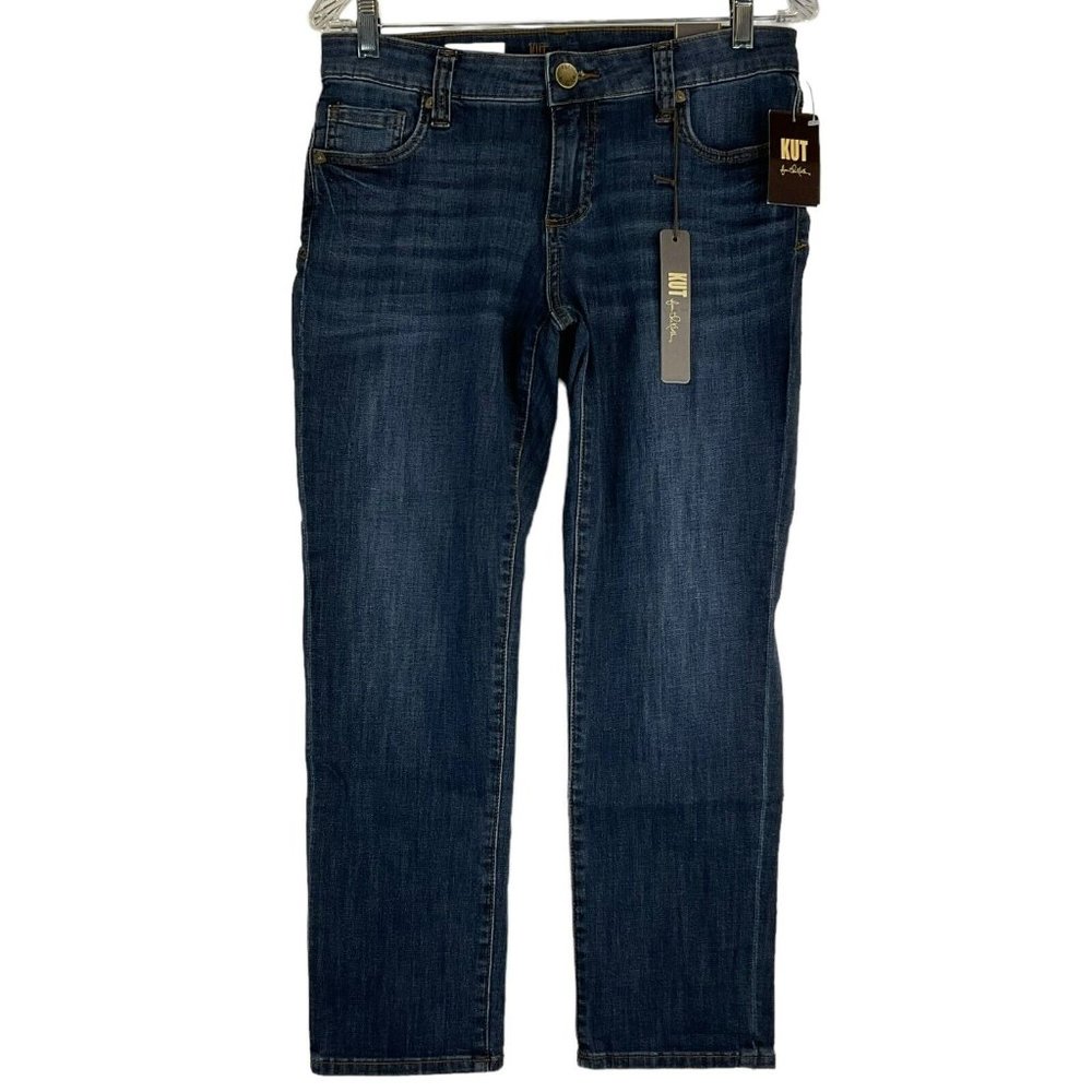 KUT from The Kloth Jeans Women's Size 4 Blue Maggie Skinny Boyfriend Crop Denim - Picture 2 of 11